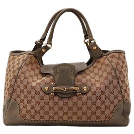 Gucci GG Monogramm Canvas und Leder Handtasche Braun Andere