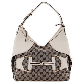 Gucci Bolsa Hobo em canvas GG com monograma e couro Branco Vermelho Bege Azul escuro