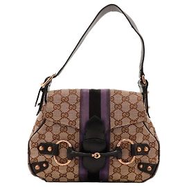 Gucci Bolsa Hobo Abbey em canvas monogram Marrom Preto Roxo