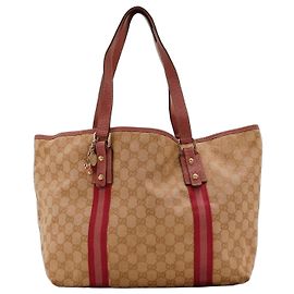Sac Cabas Gucci Toile Monogramme GG Rouge Beige