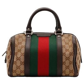 Gucci Borsa Boston Monogram GG Marrone Rosso Verde Monogramma