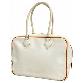 Hermès Bolsa Hermes Plume 28 Branco Laranja