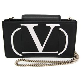 Mini borsa a tracolla e pochette per telefono Valentino Garavani V Logo Chain Nero