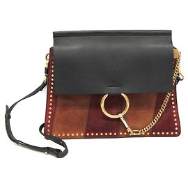 Bolsa de ombro Chloé Faye em couro e camurça tamanho Medium Marrom Preto