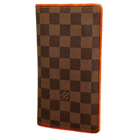 Louis Vuitton Damier Portefeuille Brazza Long Wallet Orange Damier ebene