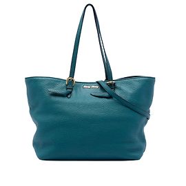 Cabas convertible Miu Miu Blue Large en Vitello Daino Bleu Autre