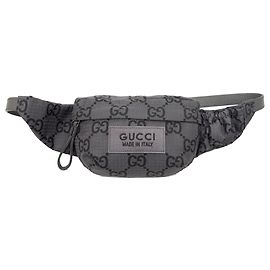 Borsa a tracolla Gucci in nylon ripstop GG grigio Marrone