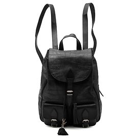 Saint Laurent Black Croc Embossed Leather Festival Backpack Black