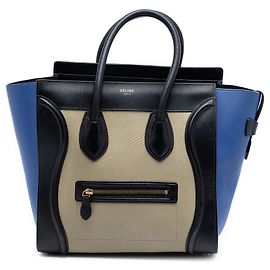 Céline Bolsa Tote Celine Mini Tricolor em couro bege Outro
