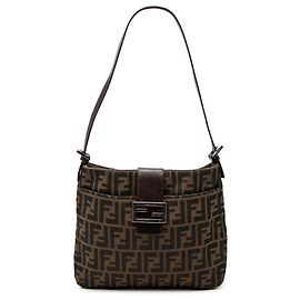 Bolsa de ombro Fendi em lona Zucca marrom Marrom
