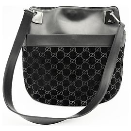 Gucci Suede Leather Shoulder Bag Black