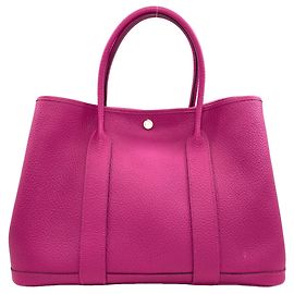 Bolsa Hermès Garden Party PM em couro Negonda Rosa Roxo