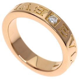 Bulgari Bvlgari Double Logo Diamond Ring in 18K Pink Gold Golden