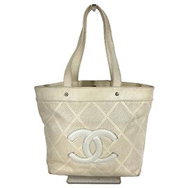 Bolsa Tote de couro marfim Chanel Cru