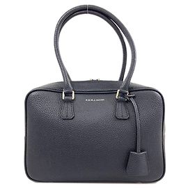 Autre Marque A.D.M.J ADMJ Logo Leather Handbag for Women Navy blue