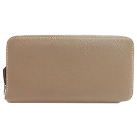 Hermès Cartera larga de seda Azap Hermes en color Etoupe Gray Gris pardo
