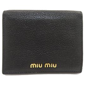 Miu Miu Bi-fold Leather Wallet Black