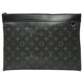 Louis Vuitton Monogram Eclipse Pochette Discovery Clutch Bag Black