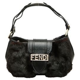 Sac à main Fendi Mamma Baguette Logo Marron Noir