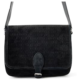 Sac à épaule en velours monogramme Yves Saint Laurent Noir