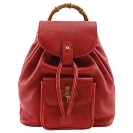 Gucci Bamboo Mini Backpack in Red Leather Red