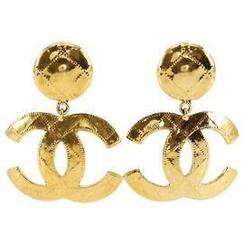 Boucles d'oreilles clip Chanel Coco Mark plaqué or Doré