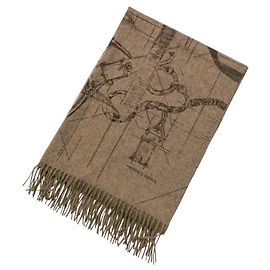 Hermès Étole à franges Hermes Cavalcadour Esquisse en cachemire Marron