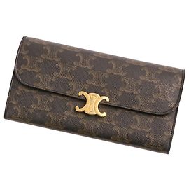 Céline Celine Triomphe Hardware Long Wallet Brown