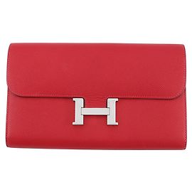 Hermès Cartera larga Hermes Constance en Rouge Casaque Roja
