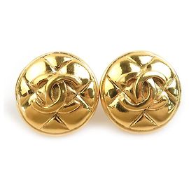 Orecchini a clip dorati Chanel con design Coco Mark D'oro