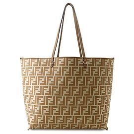 Sac cabas réversible Fendi Pequin Pecan Roll Marron Beige