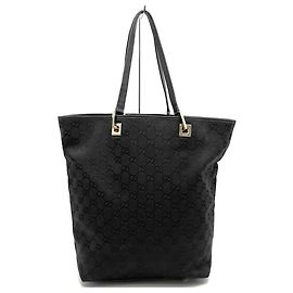 Sac cabas Gucci en toile GG noire Noir
