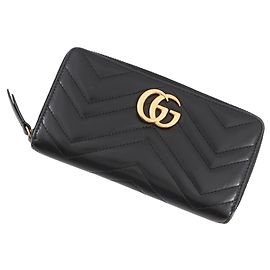 Portefeuille long à fermeture éclair Gucci GG Marmont Noir