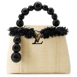 Borsa Louis Vuitton Raffia Capucines MM Nero Altro