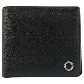 Bulgari Bvlgari Black Leather Bi-Fold Wallet Black