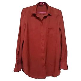 Massimo Dutti Camicia Misto Viscosa Rossa Bordò