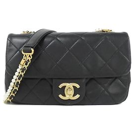 Bolsa de ombro Chanel AS2210 em couro de bezerro preto Preto