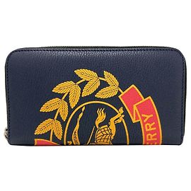Burberry Leather Long Wallet Navy blue