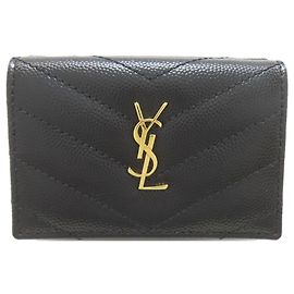 Cartera tríptico Cassandra V-stitch Yves Saint Laurent Negro