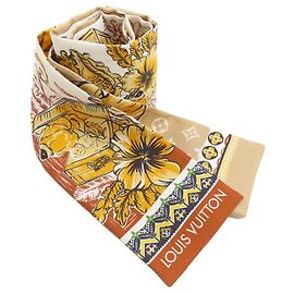Lenço de seda com motivo de flores Monogram Louis Vuitton Marrom