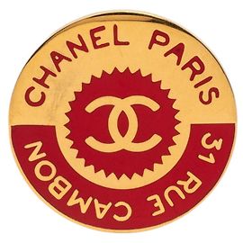 Chanel 31 Rue Cambon Coco Mark Brosche Rot Golden