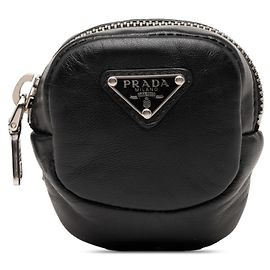 Prada Triangle Logo Plate Mini Handbag Pouch Black