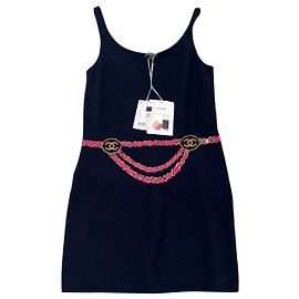 Robe Chanel Coco Neige en cachemire bleu marine Rose Doré Bleu Marine