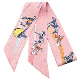 Pañuelo Hermès Twilly Space Derby Rosa Multicolor