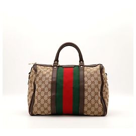Gucci Sac Boston en toile monogramme Marron Rouge Vert Monogramme