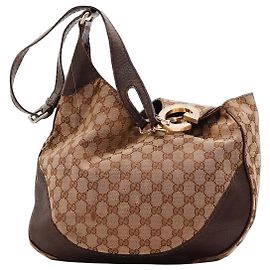 Gucci Bolsa Hobo em canvas Monogram GG Marrom