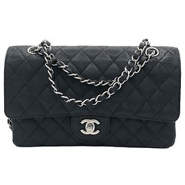 Chanel Sac Classic Flap Medium Cuir Caviar Noir Noir