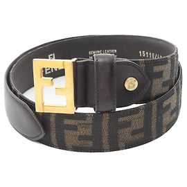 Cinto Fendi Zucca com fivela Gold Hardware Marrom