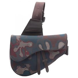 Christian Dior Dior x Peter Doig Saddle Bag Marrone Multicolore Blu navy