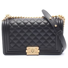 Bolsa tiracolo Boy da Chanel em couro de vitelo granulado preto Preto